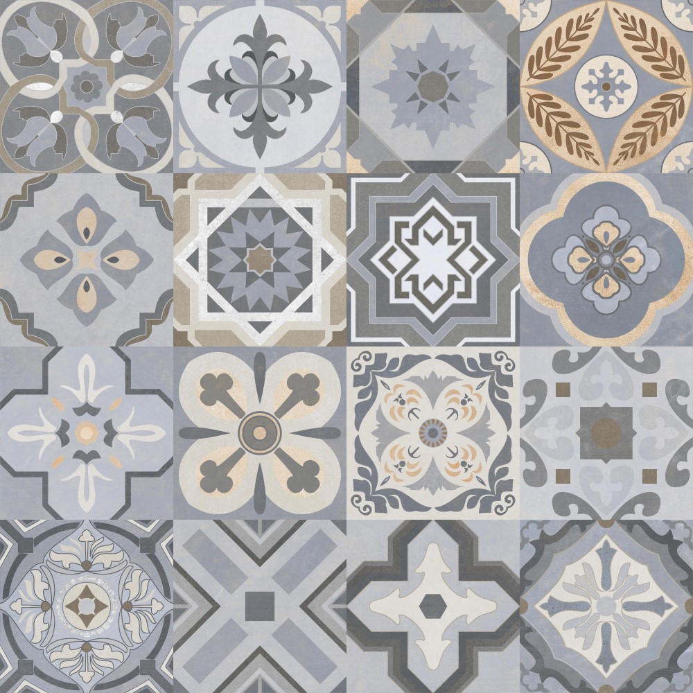 M GVT Indian Series Moroccan Aqua  T00883 (600 x 600) Matt Polished Glazed Vitrified Tiles