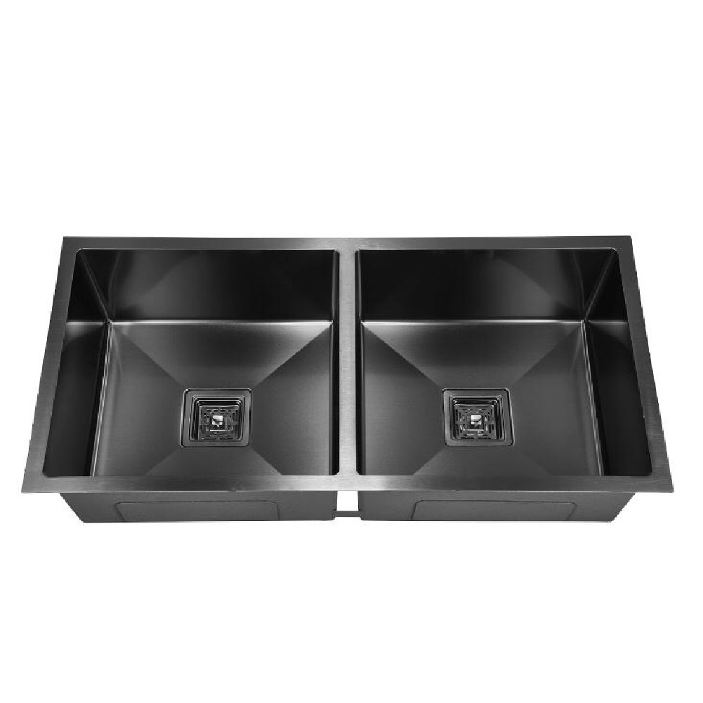 HOOTIC PEARL OPTRA 37x18x9 SS304 Black Double Bowl Sink