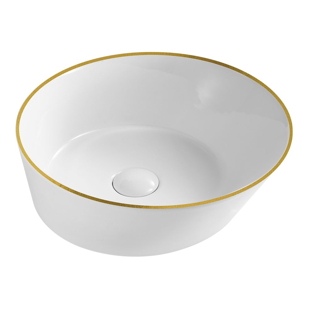 Aurum CASTOR KA0457-GRM Glossy Gold Rim & White Counter Top Wash Basin