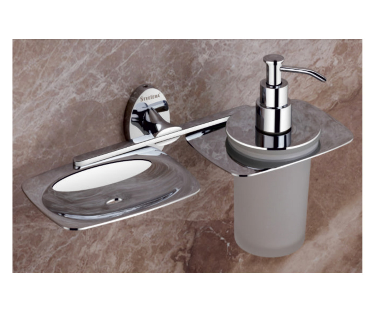 Steelera ST-AS-011-BRA Soap Dish with liquid soap dispenser (Brass pump) - Aster